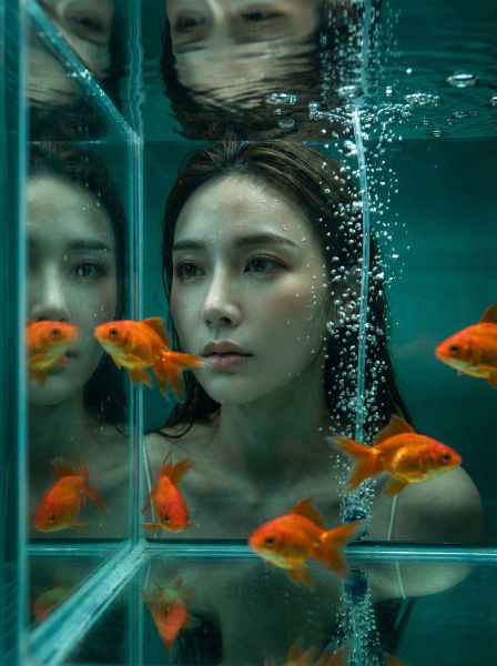 Goldfish glass tanks — AI photo extension by Fraw Official on FRAW