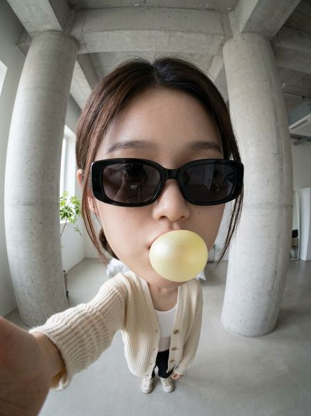 Big head, bubblegum chic 📸 — AI photo extension by Candice on FRAW