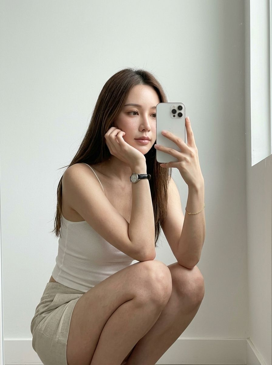 Mirror selfie of crouched pose second-example result by Fraw Official
