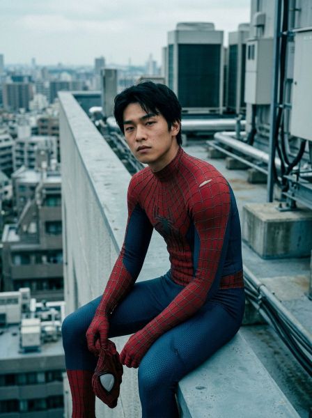 Spidey Suit Portrait — AI photo extension by Sang on FRAW