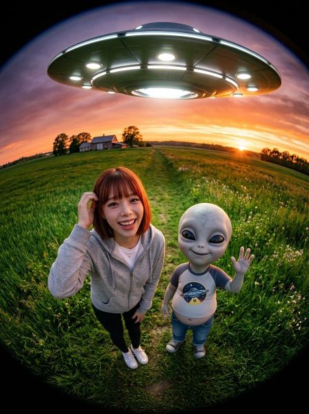 👽 Alien UFO Encounter Effect 🛸 — AI photo extension by Candice on FRAW