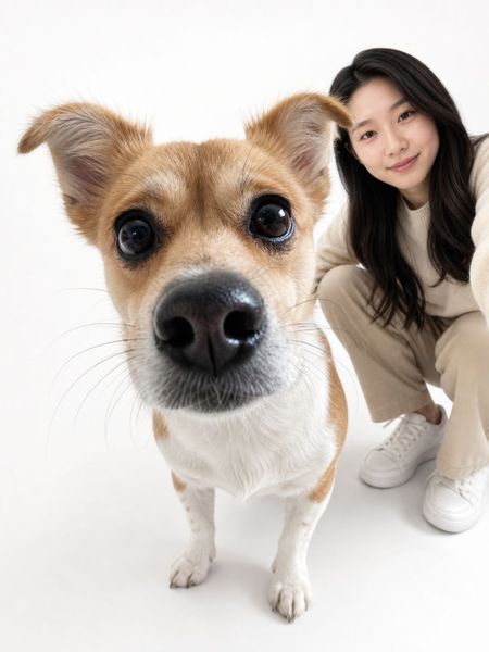 Headshot with Furry Friends — AI photo extension by Phoebe L on FRAW